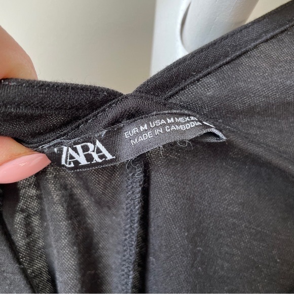 Zara Black Sleeveless Vneck Dress Size Medium - Picture 2 of 9